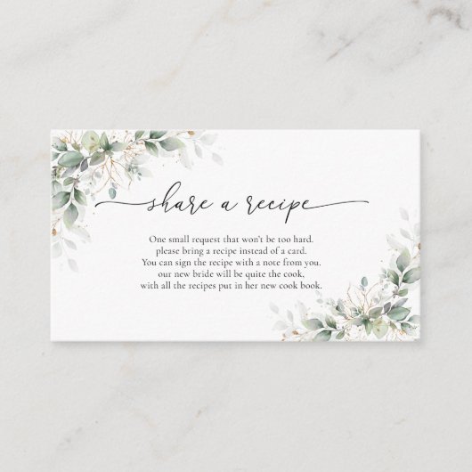 Eucalyptus Goud Bruidsfeest Deel een recept kaart (Voorkant)
