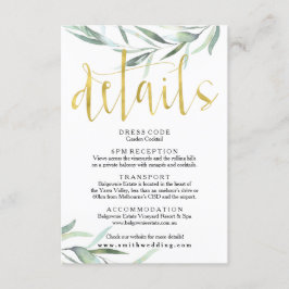 Eucalyptus Goud Bruiloft Details Kaart