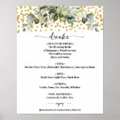 Eucalyptus Goud Bruiloft Drinken Menu Teken Poster (Voorkant)