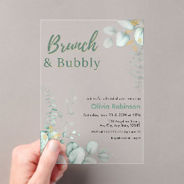 Eucalyptus Goud Brunch & Bubbly Bruidsfeest  Acryl Uitnodigingen