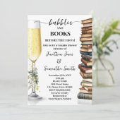 Eucalyptus Goud Bubbles & Boeken Koppels Bruiloft Kaart (Staand voorkant)