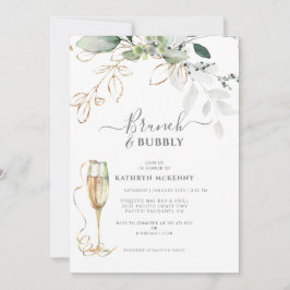 Eucalyptus Goud Calligrafie Bruidsuitnodiging Kaart