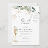 Eucalyptus Goud Calligraphy Bruidsdouche Uitnodigi Kaart (Voorkant)