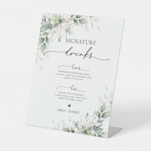 Eucalyptus Goud Drinken Teken Reclamebord Met Voetstuk (Voorkant)