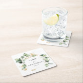 Eucalyptus Goud Elegant Krans Bruiloft Kartonnen Onderzetters (Insitu)