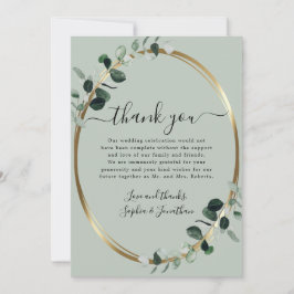 Eucalyptus Goud Elegant Script Salie Groene Trouwf Bedankkaart