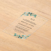 Eucalyptus Goud Formeel Monogram Trouwen Acryl Uitnodigingen (Laagn)