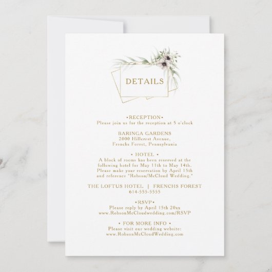 Eucalyptus Goud Geometrisch Alles In Een Bruiloft Kaart (Achterkant)