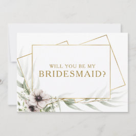 Eucalyptus Goud Geometrisch Bruidsmeisje Voorstel  Kaart