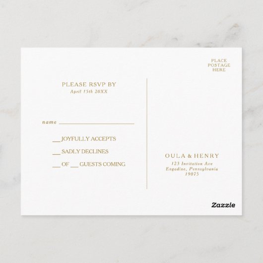 Eucalyptus Goud Geometrisch Bruiloft RSVP Briefkaa Briefkaart (Achterkant)