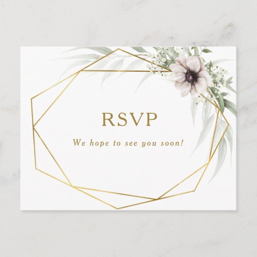Eucalyptus Goud Geometrisch Bruiloft RSVP Briefkaa Briefkaart (Voorkant)