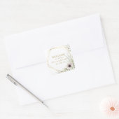 Eucalyptus Goud Geometrisch Bruiloft Welkom Vierkante Sticker (Envelop)