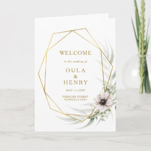 Eucalyptus Goud Geometrisch Gevouwen Huwelijksprog Programma