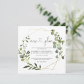 Eucalyptus Goud Geometrisch | Uitgestelde Bruiloft Kaart (Staand voorkant)