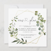 Eucalyptus Goud Geometrisch | Uitgestelde Bruiloft Kaart (Voorkant)