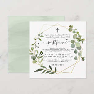 Eucalyptus Goud Geometrisch   Uitgestelde Communie Kaart