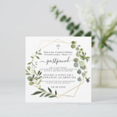 Eucalyptus Goud Geometrisch | Uitgestelde Communie Kaart (Staand voorkant)