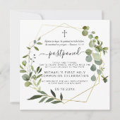 Eucalyptus Goud Geometrisch | Uitgestelde Communie Kaart (Voorkant)