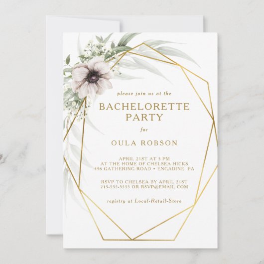 Eucalyptus Goud Geometrische Bachelorette Party Kaart (Voorkant)