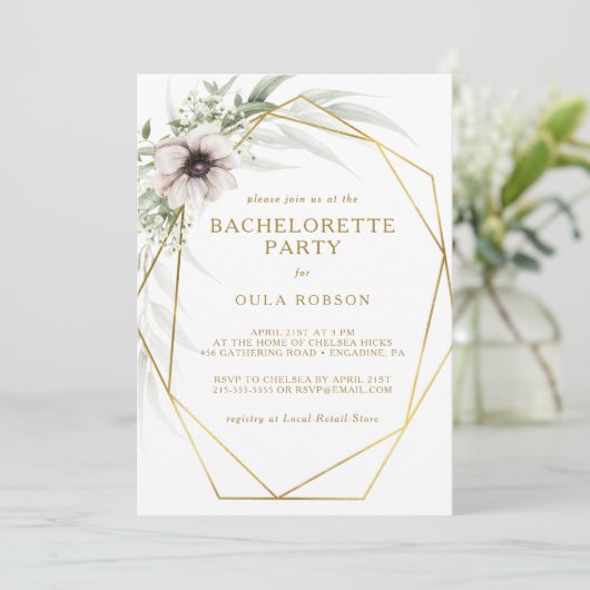 Eucalyptus Goud Geometrische Bachelorette Party Kaart (Staand voorkant)