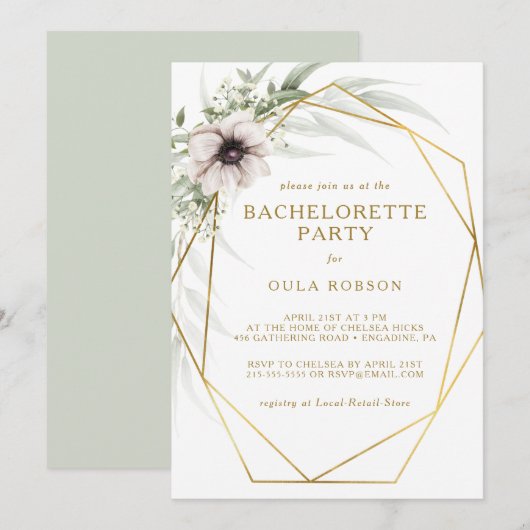 Eucalyptus Goud Geometrische Bachelorette Party Kaart (Voorkant / Achterkant)