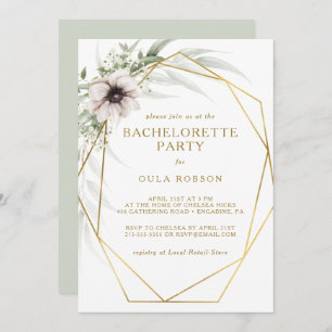Eucalyptus Goud Geometrische Bachelorette Party Kaart