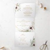 Eucalyptus Goud Geometrische Bruiloft Alles In Een Drieluik Uitnodiging (Binnen)