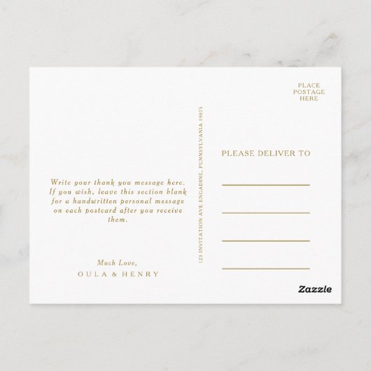 Eucalyptus Goud Geometrische Bruiloft Bedankt Briefkaart (Achterkant)