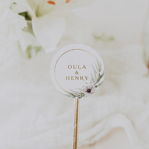 Eucalyptus Goud Geometrische Bruiloft Envelop Afdi Ronde Sticker