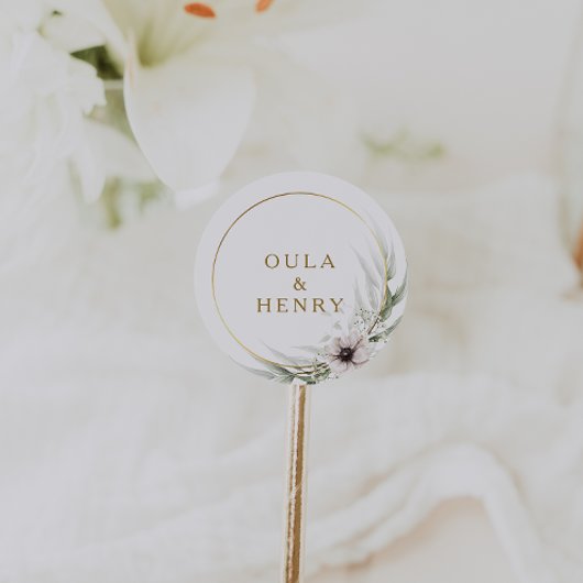 Eucalyptus Goud Geometrische Bruiloft Envelop Afdi Ronde Sticker