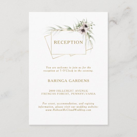 Eucalyptus Goud Geometrische Bruiloft Receptie Kaa Informatiekaartje (Voorkant)