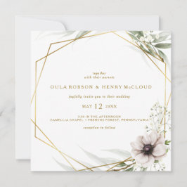 Eucalyptus Goud Geometrische bruiloft uitnodiging