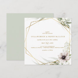 Eucalyptus Goud Geometrische bruiloft uitnodiging