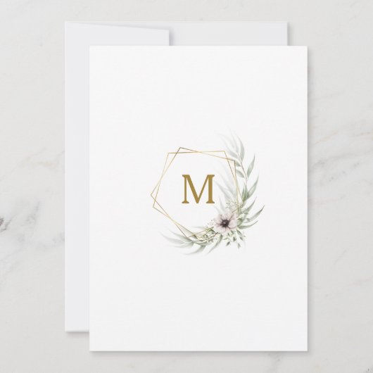 Eucalyptus Goud Geometrische bruiloft uitnodiging (Achterkant)