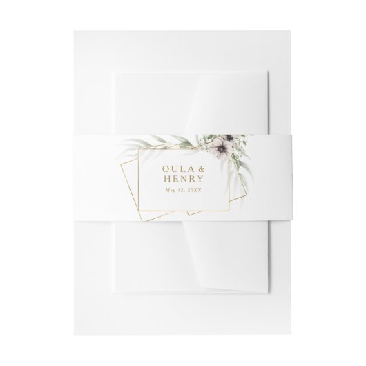 Eucalyptus Goud Geometrische Bruiloft Uitnodiging  Uitnodigingen Wikkel (Voorkant Voorbeeld)