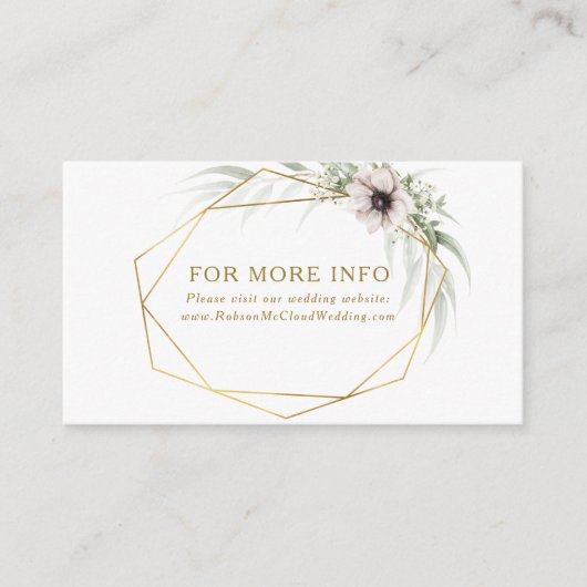 Eucalyptus Goud Geometrische Bruiloft Website Informatiekaartje (Voorkant)