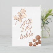Eucalyptus Goud Geperste Folie Tafel Nummer Uitnodiging (Staand Voorkant)