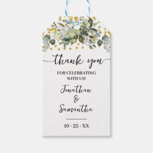 Eucalyptus Goud Glitter Bruiloft Douche Favor Tag Cadeaulabel