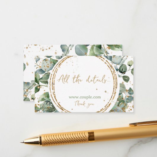 Eucalyptus goud glitter Code 02 alle details Informatiekaartje (Voorkant / Achterkant in situ)