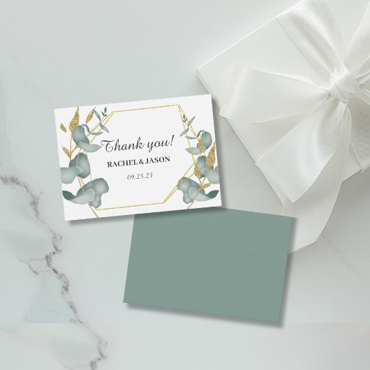 Eucalyptus Goud Glitter Foliage Bruiloft Dank u Notitiekaartje
