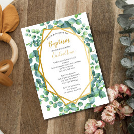 Eucalyptus Goud Groen Bloemig Jongen Meisje Doop Kaart