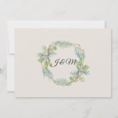 Eucalyptus Goud, Groen in Wit Bladgroen Bruiloft Kaart (Achterkant)