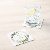 eucalyptus goud groen Monogram Kartonnen Onderzetters (Insitu)