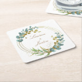 eucalyptus goud groen Monogram Kartonnen Onderzetters (Schuin)