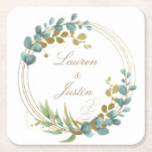 eucalyptus goud groen Monogram Kartonnen Onderzetters (Voorkant)