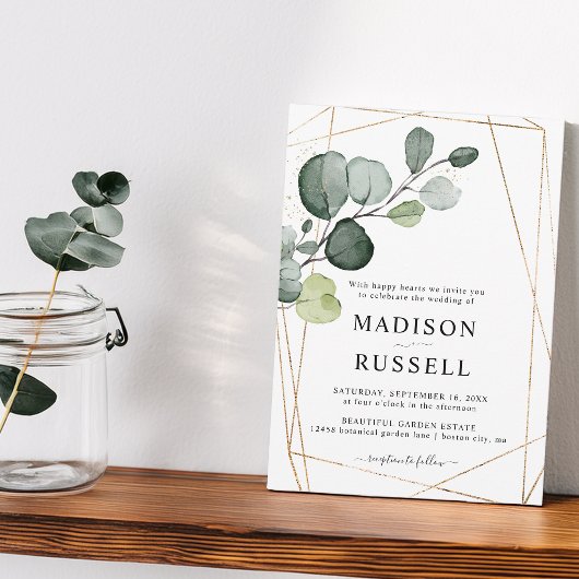Eucalyptus Goud Groene Huwelijk Kaart