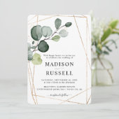 Eucalyptus Goud Groene Huwelijk Kaart (Staand voorkant)