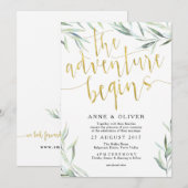 Eucalyptus goud Het avontuur begint met uitnodigin Kaart (Voorkant / Achterkant)