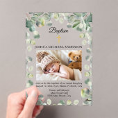 Eucalyptus Goud Kruis Religieus Doopsel Foto Acryl Uitnodigingen (Insitu (Draagbaar))