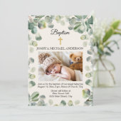 Eucalyptus Goud Kruis Religieus Doopsel Foto Kaart (Staand voorkant)